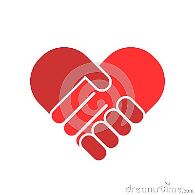 Handshake in heart form Icon Vector Illustration